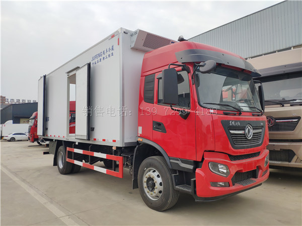 中型6米8新款东风天锦KR单桥肉钩冷藏车厂家价格配置图片