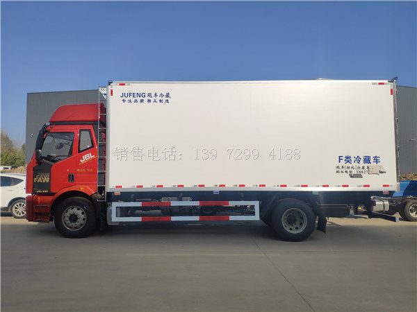 解放J6L中型6米8单桥肉钩冷藏车价格厂家参数图片