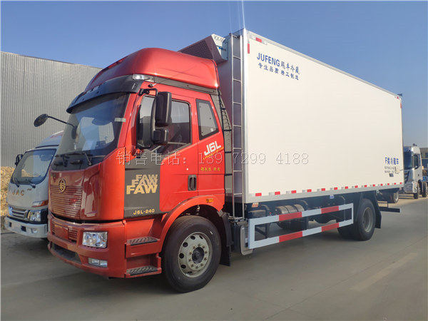 解放J6L中型6米8单桥肉钩冷藏车价格厂家参数图片