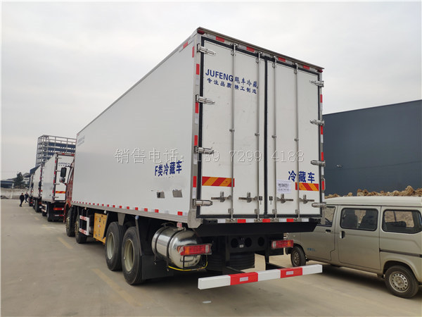 国六大型新款9米6解放J6P前四后八肉钩冷藏车厂家价格配置图片