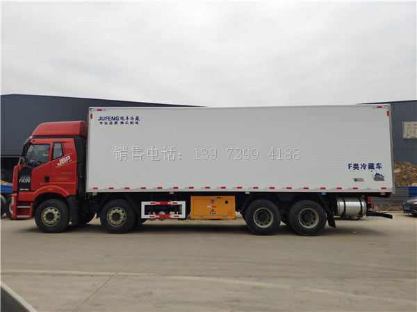 国六大型新款9米6解放J6P前四后八肉钩冷藏车厂家价格配置图片