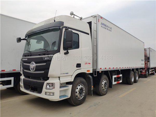 大型9米6福田欧曼GTL前四后八肉钩冷藏车厂家价格配置图片