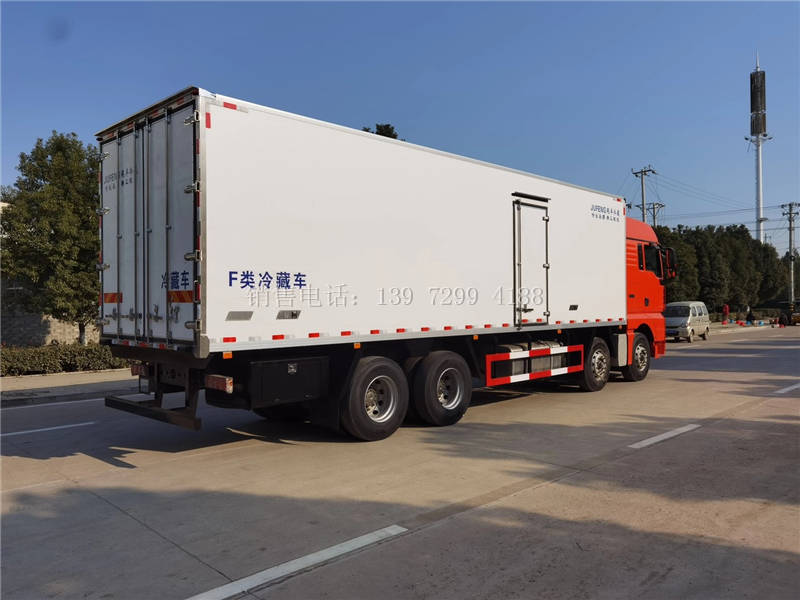 国六大型新款9米6冷藏车重汽汕德卡G7前四后八冷藏车厂家价格配置图片