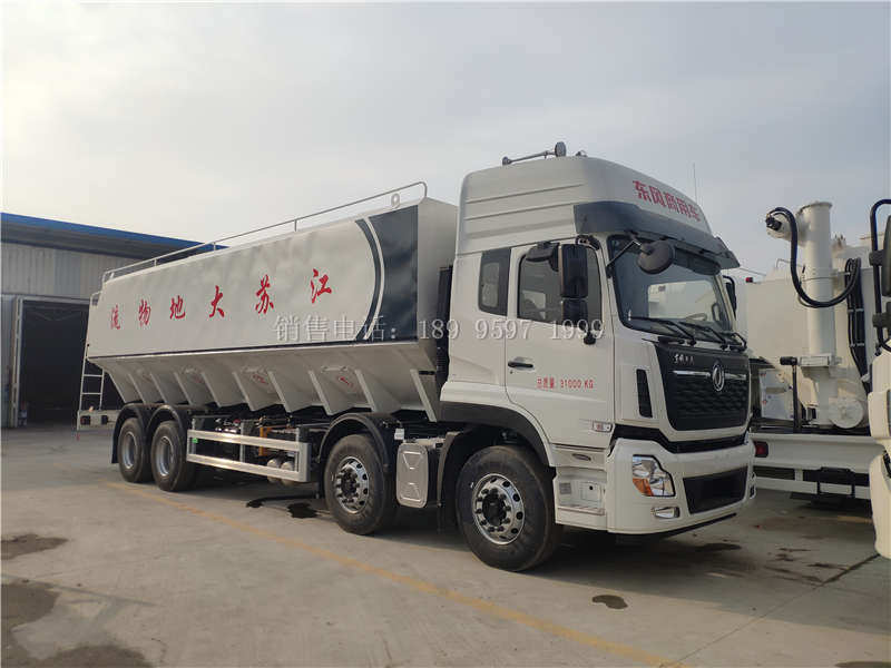 液压22吨东风天龙VL前四后八散装饲料运输车厂家价格配置图片