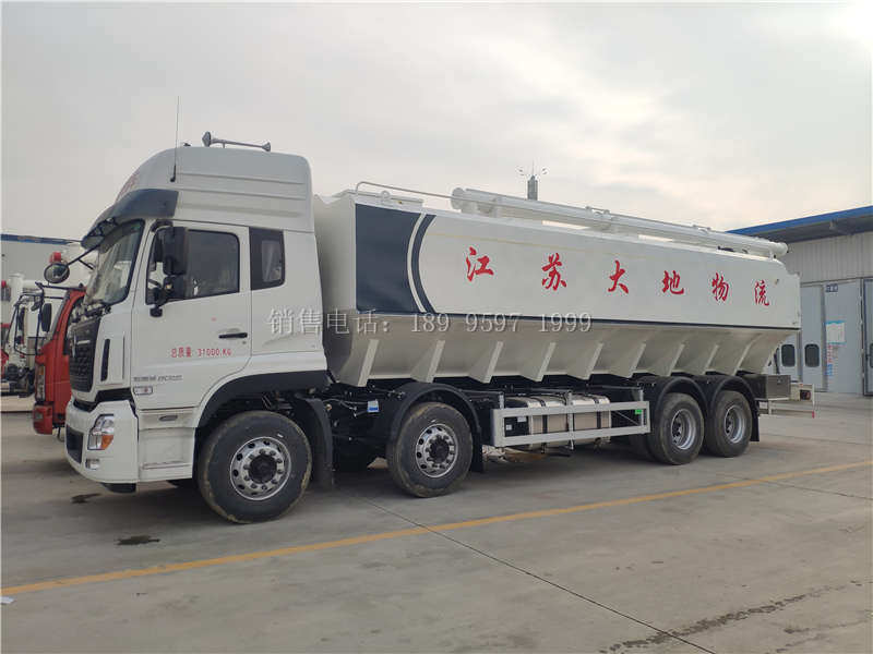 液压22吨东风天龙VL前四后八散装饲料运输车厂家价格配置图片