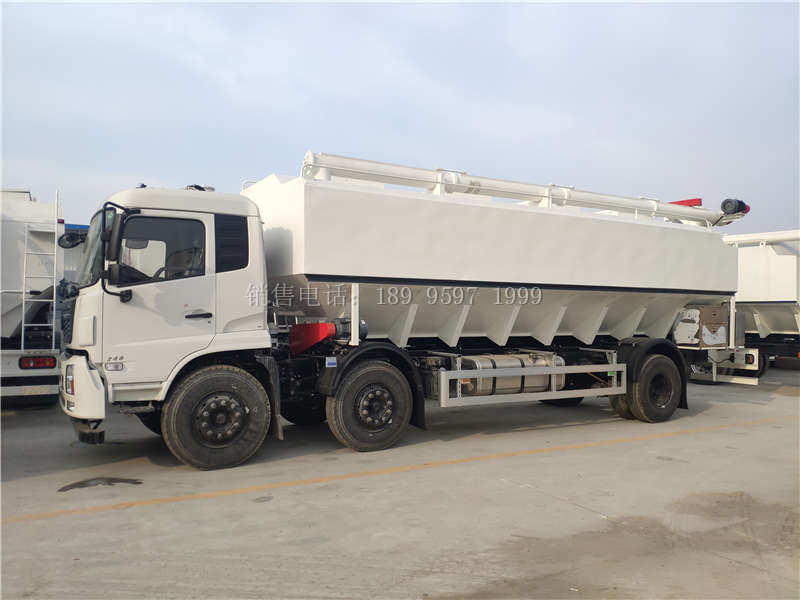 电动15吨单桥东风天锦VR小三轴散装饲料运输车厂家价格配置图片