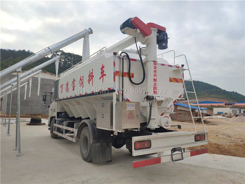 电动24方单桥东风天锦VR散装饲料运输车厂家价格配置图片