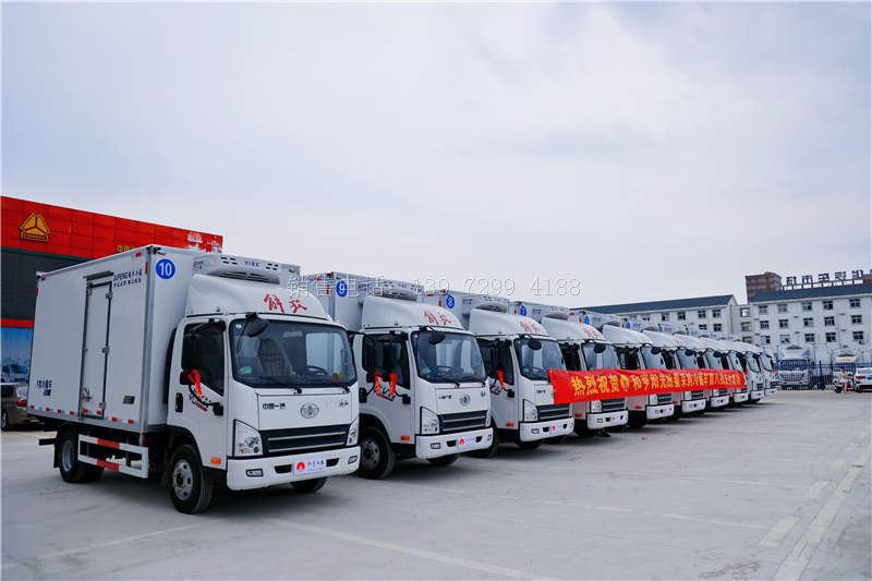 10台解放虎VN蓝牌4米2冷藏车发车