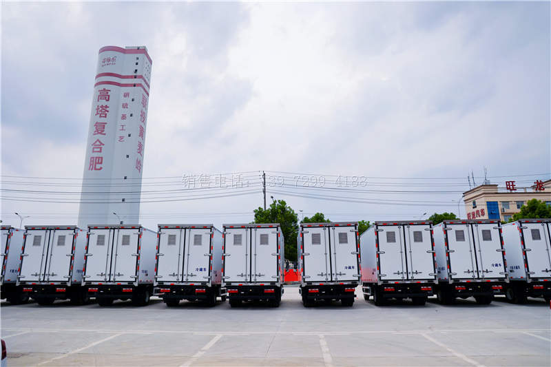 10台解放虎VN蓝牌4米2冷藏车发车