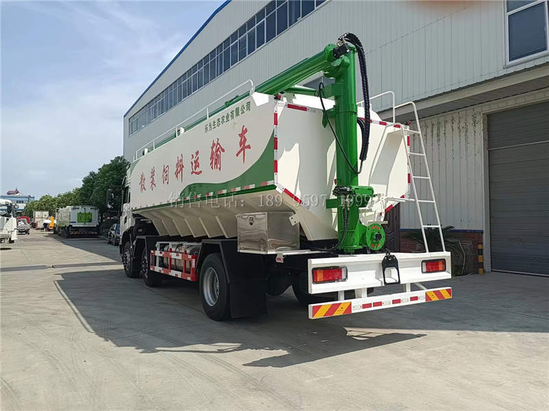 国六东风天锦KR小三轴35方散装饲料罐车详解