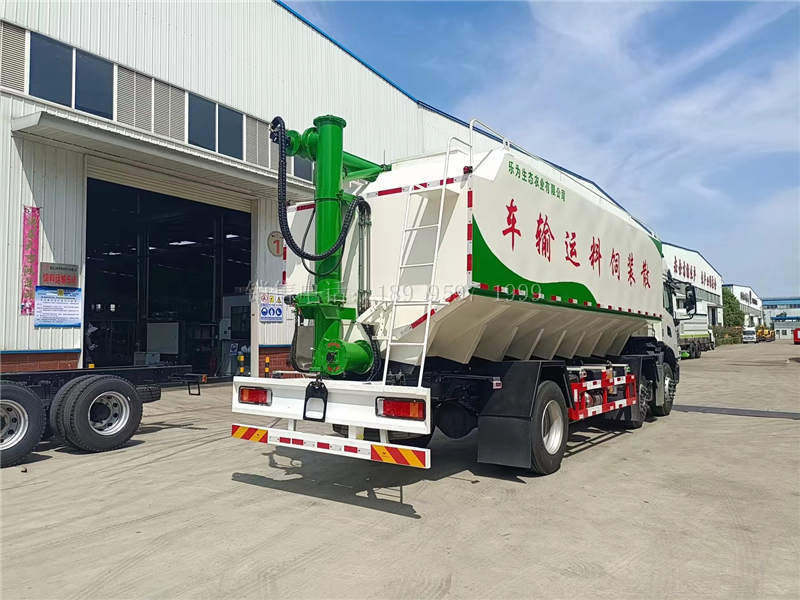 国六东风天锦KR小三轴35方散装饲料罐车详解