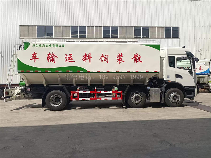 国六东风天锦KR小三轴35方散装饲料罐车详解