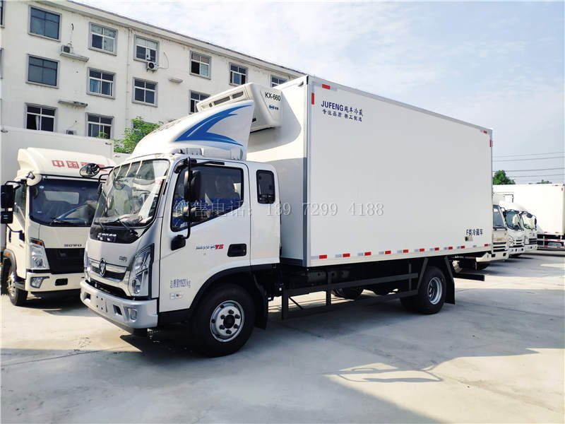 国六福田奥铃CTS排半5米1肉钩冷藏车报价配置