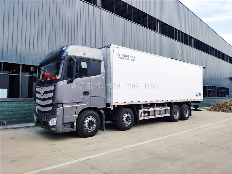 自动挡9米6福田欧曼EST不锈钢肉钩冷链冷藏运输车价格