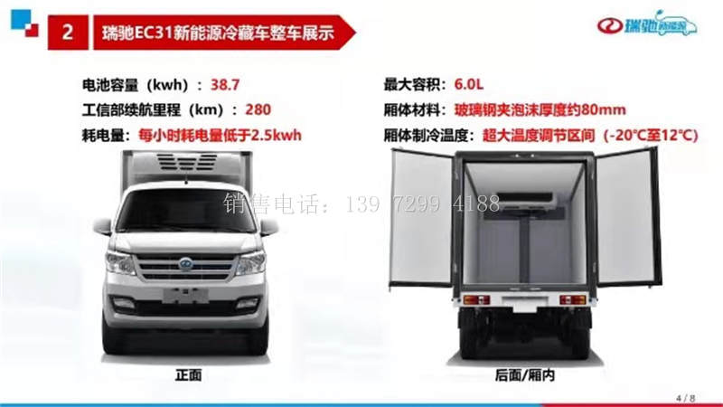 小型瑞驰EC31新能源纯电动冷藏车价格图片